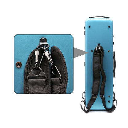 Violin Case 4/4 Full Size Strength Carbon Fiber Hard Shell Durable Handles Internal Storage with Backpack Straps Music Sheet Bag (Blue,Safety Lock)