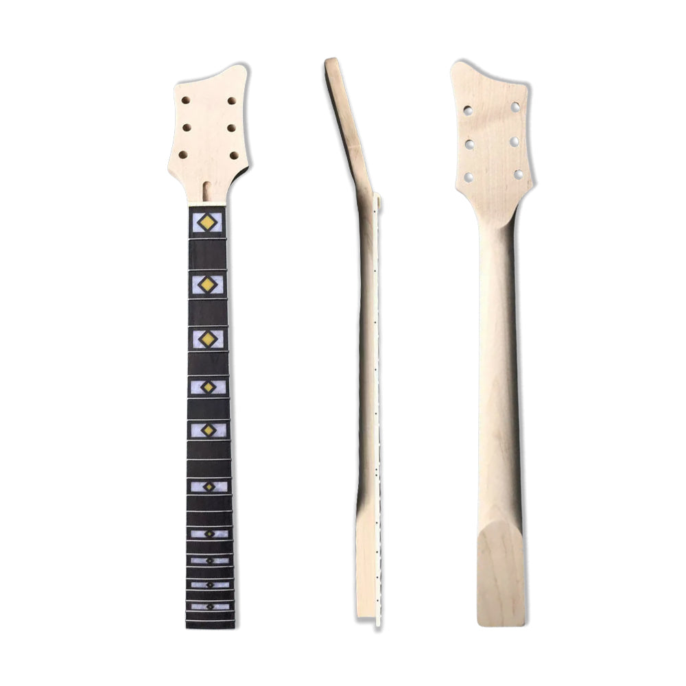 Yinfente Guitar Neck 22Fret 24.75Inch Maple Wood Rosewood Fretboard Block Inlay Bolt on Heel DIY Guitar Replacement (24.75Inch)