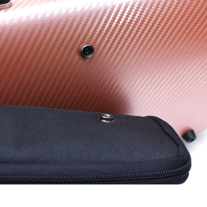 Yinfente Violin Case 4/4 Full Size Carbon Fiber Oblong 4/4 Violin Case with Music Sheet Bag Adjustable Backstrap Hygrometer Lightweight & Portable