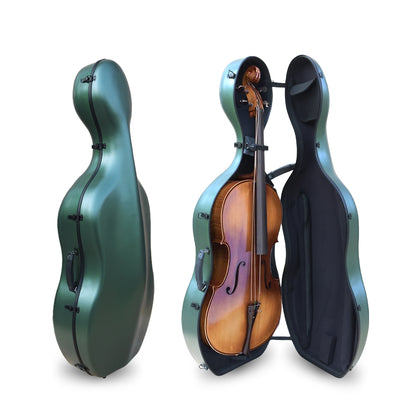 Yinfente Cello Hard Case 4/4 with Wheels and Embedded handle Aviation Composite Materials Waterproof (Green)