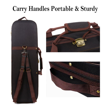 Yinfente Wooden Violin Case 4/4 Full Size, Oblong Hard Case for 4/4 Violin with Adjustable Straps&2 Bow Holder& Built-In Hygrometer Canvas Violin Bag