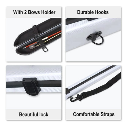 Yinfente violin bow case white bow bag carbon fiber box hold 2pcs violin bows strong light