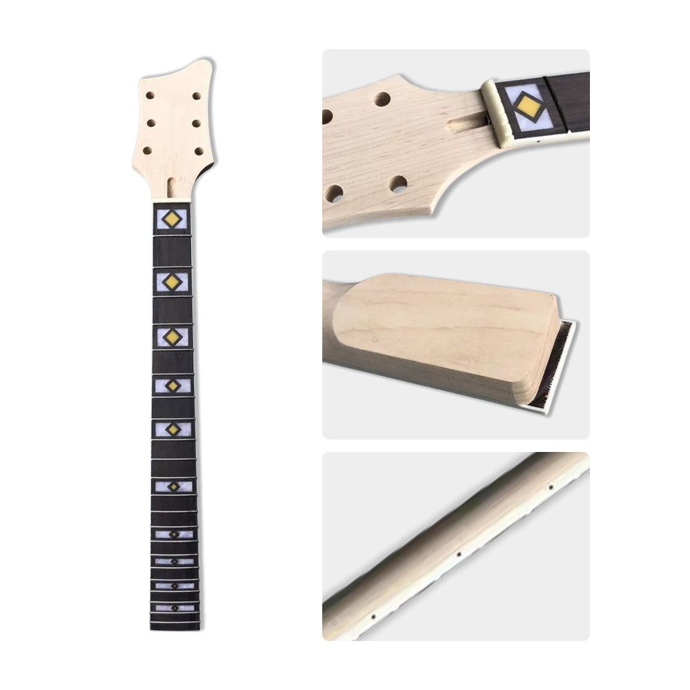 Yinfente Guitar Neck 22Fret 24.75Inch Maple Wood Rosewood Fretboard Block Inlay Bolt on Heel DIY Guitar Replacement (24.75Inch)