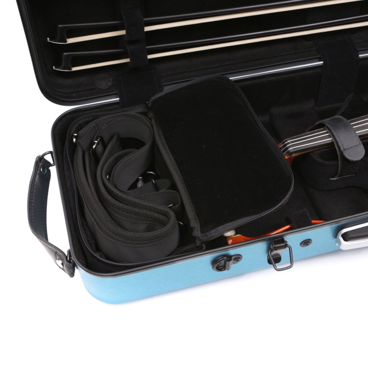 Violin Case 4/4 Full Size Strength Carbon Fiber Hard Shell Durable Handles Internal Storage with Backpack Straps Music Sheet Bag (Blue,Safety Lock)