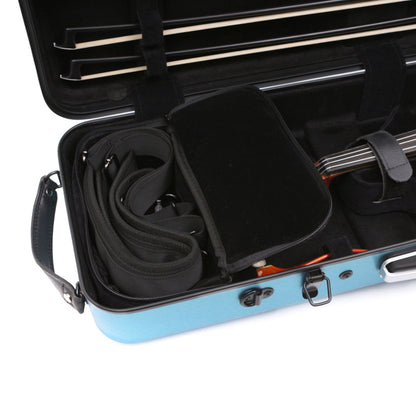 Violin Case 4/4 Full Size Strength Carbon Fiber Hard Shell Durable Handles Internal Storage with Backpack Straps Music Sheet Bag (Blue,Safety Lock)