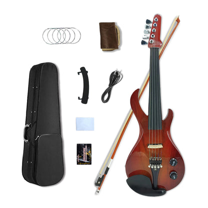 5String Violin 4/4 Electric Violin Guitar Shape Professional Solid Wood Violin with Ebony Fittings