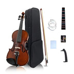 5 String Acoustic Violin 4/4 Kit Maple Back Spruce Top Ebony Fittings Fine Tuner Handmade Violin with Case,Bow (5 String,Brown)