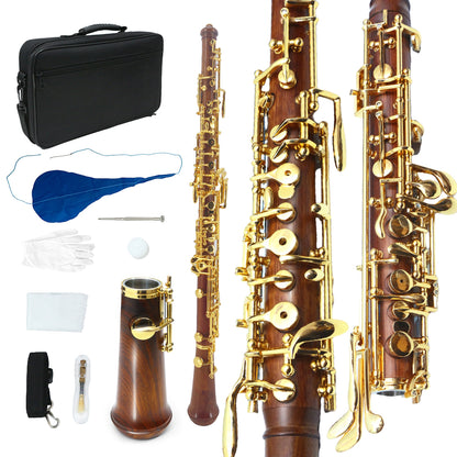 Yinfente Professional Oboe C key left F Resonance Golden plated key Rosewood Oboe Semi-Automatic
