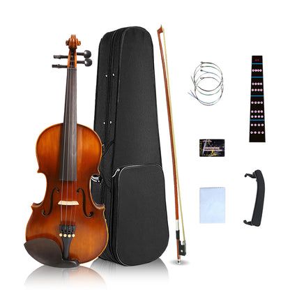 Yinfente 1/8 Acoustic Violin Kit Full Size Fiddle Maple Spruce Top Ebony Fittings for Beginner,Student,Adult with Hard Case,Bow,Extra Strings,Shoulder Rest Handcrafted