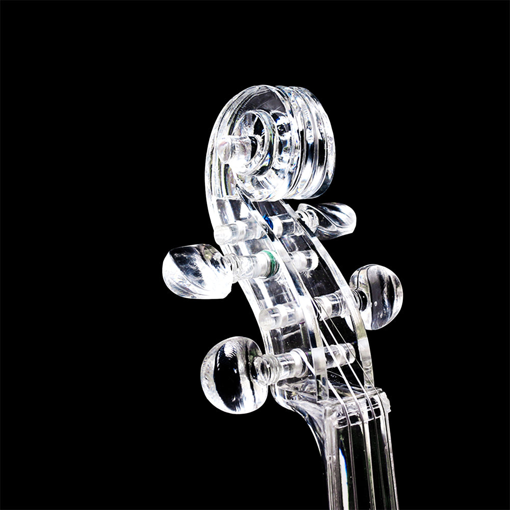 Yinfente Electric Violin 4/4 Full Size Transparent Acrylic Body Led Light Three Colors Led Bow Case Transparent Violin Shoulder Rest Extra Strings for Beginner