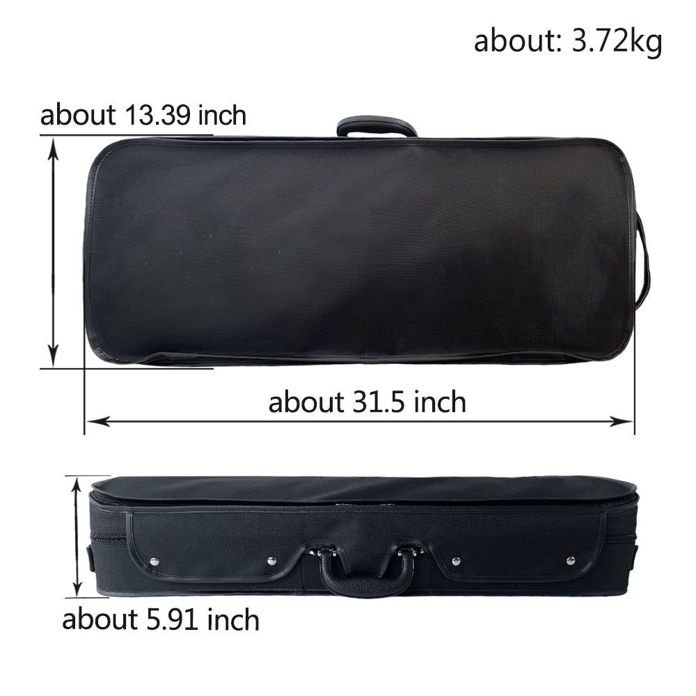Yinfente Double Violin Case 4/4 Full Size Wooden Oblong Double Viola Box Adjustable Backstrap, Four Bow Holders (Black)
