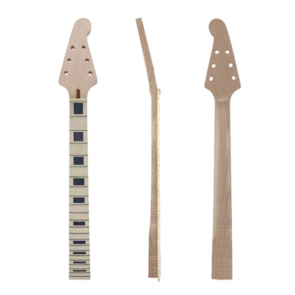 Yinfente New Electric Guitar Neck 22fret 25.5inch Flying V Style Binding Head Maple guitar neck Block Inlay