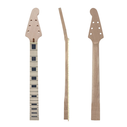 Yinfente New Electric Guitar Neck 22fret 25.5inch Flying V Style Binding Head Maple guitar neck Block Inlay