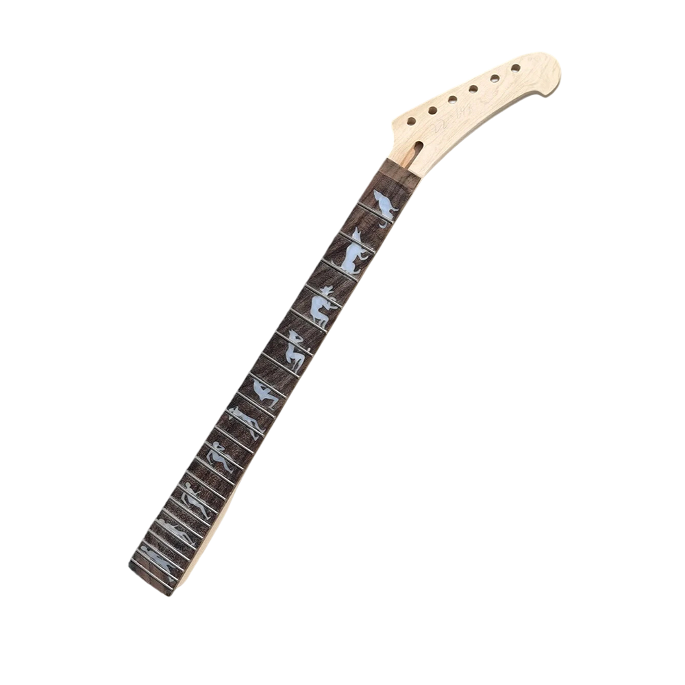 Yinfente New Maple guitar neck 22fret 24.75inch Rose wood Fretboard Wolf&Man Inlay Bolt ON