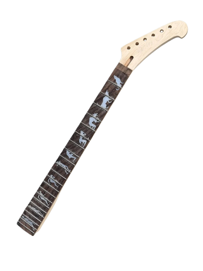 Yinfente New Maple guitar neck 22fret 24.75inch Rose wood Fretboard Wolf&Man Inlay Bolt ON