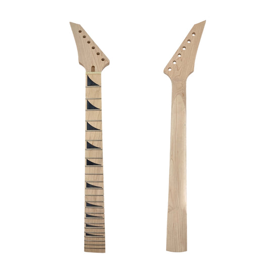 Yinfente New guitar neck reverse headstock maple 24 frets 25.5 inch bolt on heel Maple fretboard shark fin inlays
