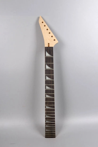 Yinfente New guitar neck reverse headstock Right hand maple 24 frets 25.5 inch bolt on heel Rosewood fretboard shark fin inlays