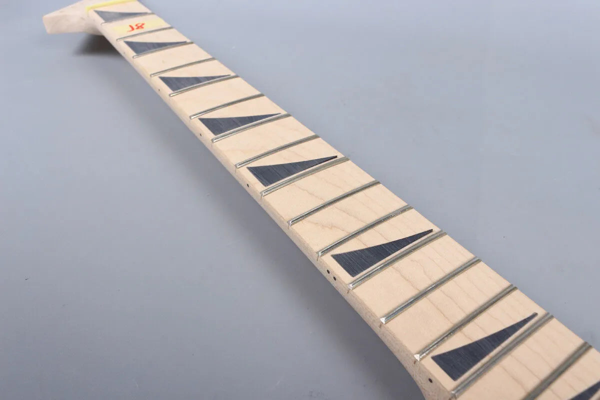 Yinfente Electric Guitar Neck 24 Fret 25.5 Inch Maple Wood Fretboard Guitar Neks Replacement for DIY Guitar Shark Fin Inlay