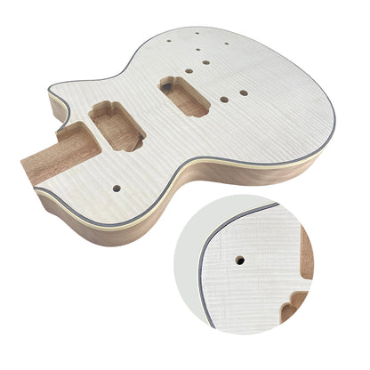 Yinfente Unfinished guitar body DIY electric Guitar Mahogany Flame Maple Bolt on with Binding