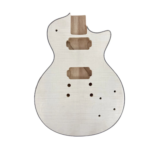 Yinfente Unfinished guitar body DIY electric Guitar Mahogany Flame Maple Bolt on with Binding