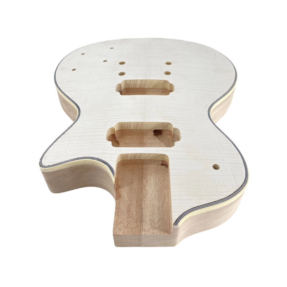 Yinfente Unfinished guitar body DIY electric Guitar Mahogany Flame Maple Bolt on with Binding