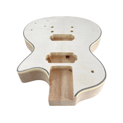 Yinfente Unfinished guitar body DIY electric Guitar Mahogany Flame Maple Bolt on with Binding