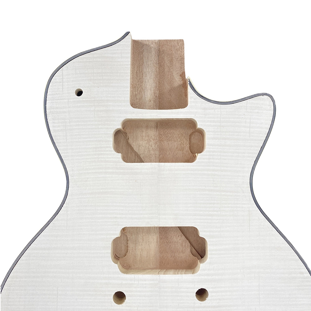 Yinfente Unfinished guitar body DIY electric Guitar Mahogany Flame Maple Bolt on with Binding
