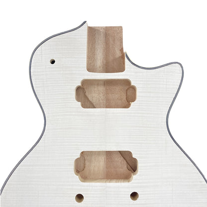Yinfente Unfinished guitar body DIY electric Guitar Mahogany Flame Maple Bolt on with Binding