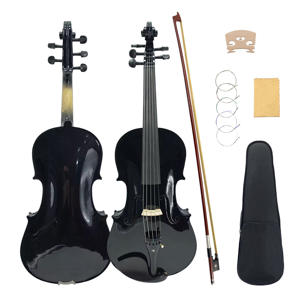 Yinfente 16.5inch Viola Maple Spruce wood Ebony Fittings 5string viola With Viola Case and Bow