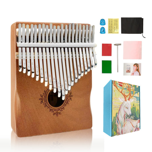 21 Keys Kalimba Thumb Piano Big Size Mahogany Finger Piano with Tuning Hammer，Instructions，Carrying Bag Gifts for Adults，Beginners