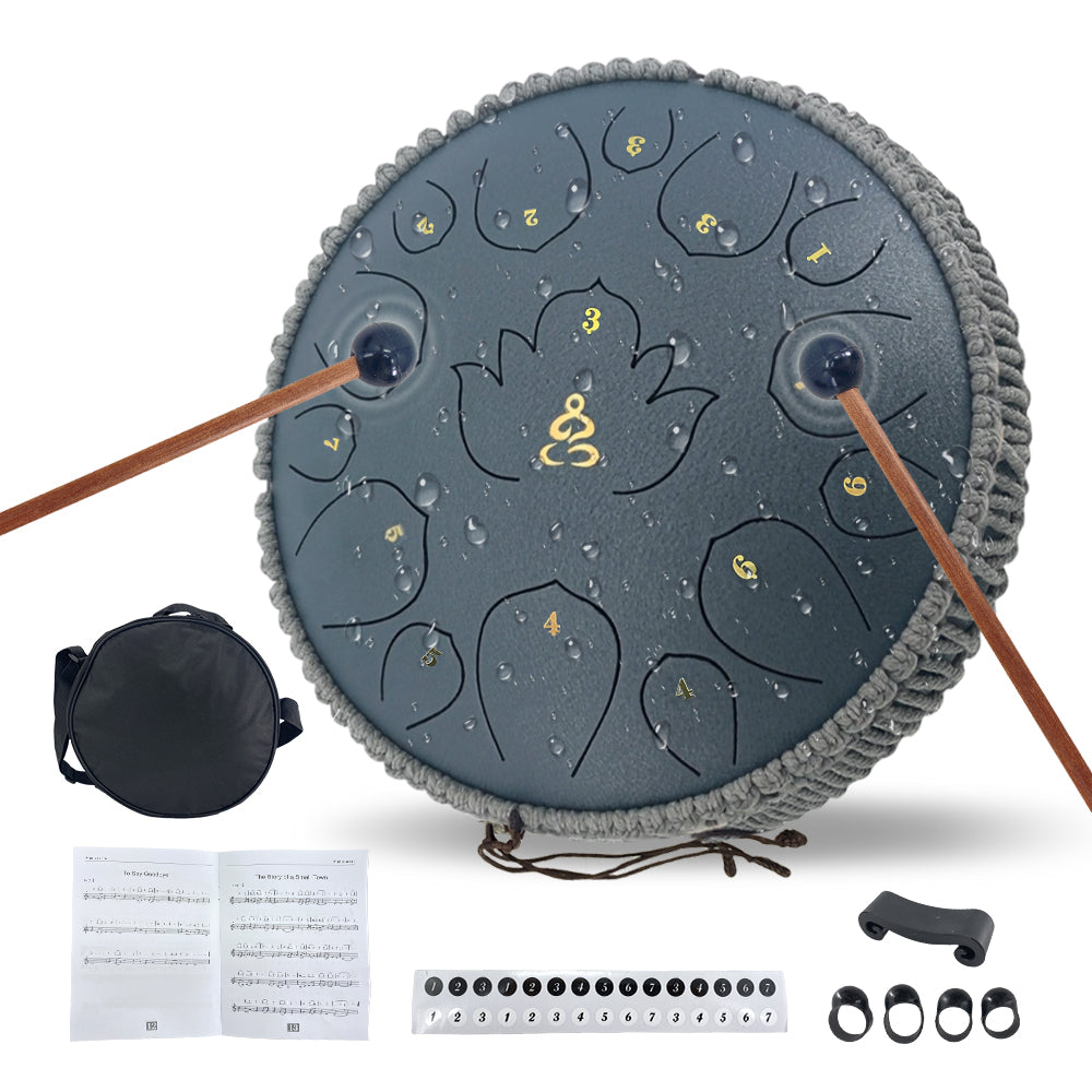 Yinfente 12 Inches 15 Notes Rain Drum for Outside,Steel Tongue Drum with Mallets & Storage Bag,Meditation Rain Chime for Adults,Friends,Family
