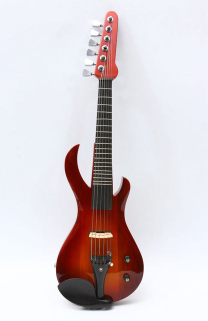 Yinfente Electric Violin 6 Strings Guitar Shape neck Solid Wood Ebony Fittings frets on the fingerboard with case