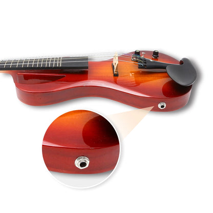 Yinfente Electric Violin 6 Strings Guitar Shape neck Solid Wood Ebony Fittings frets on the fingerboard with case