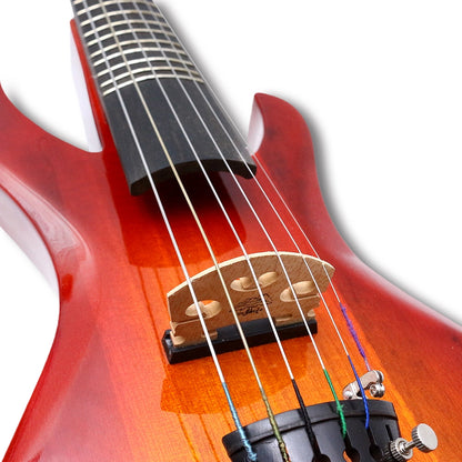 Yinfente Electric Violin 6 Strings Guitar Shape neck Solid Wood Ebony Fittings frets on the fingerboard with case