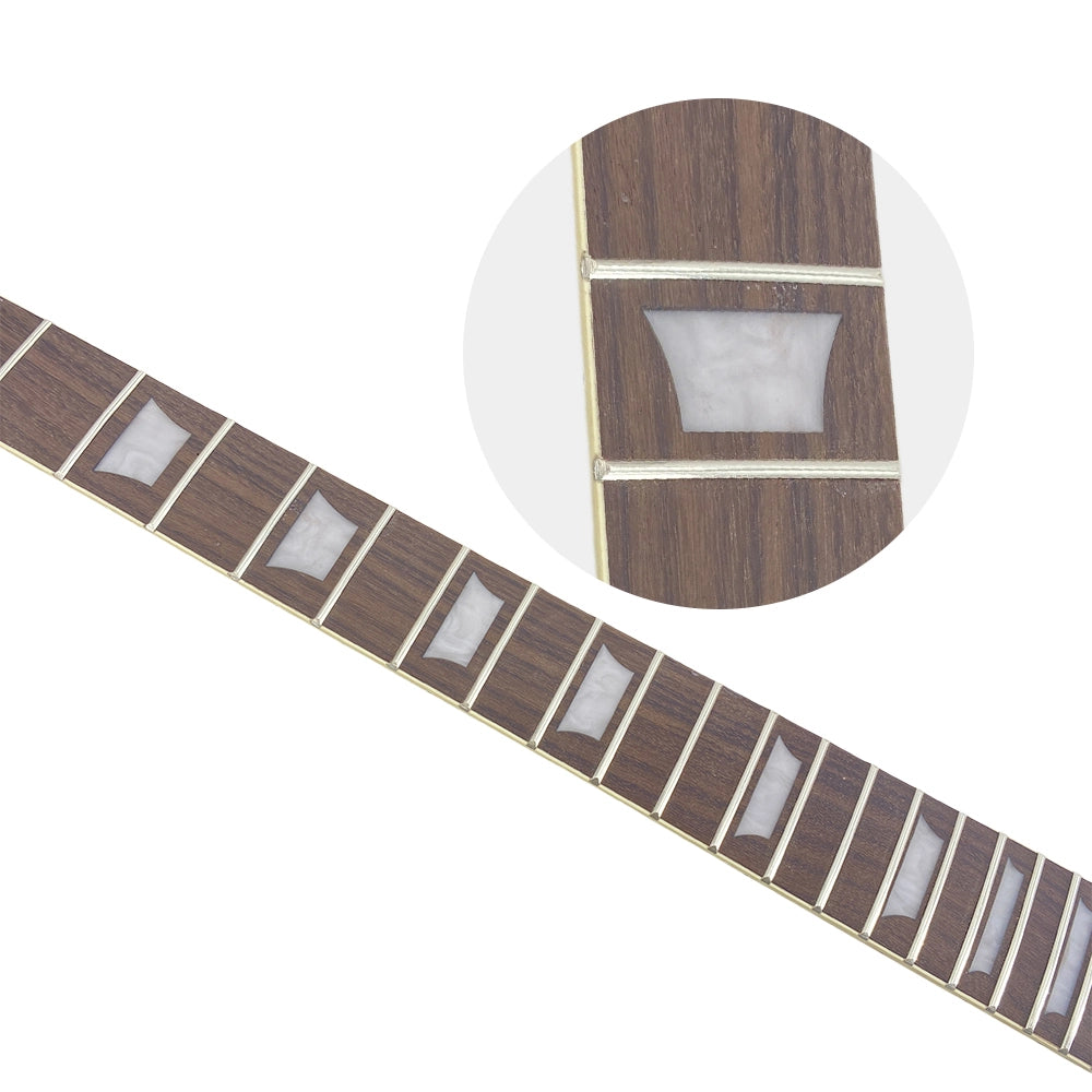 Yinfente DIY Guitar Neck Mahogany 22 frets 24.75 inch Rosewood Fretboard Trapezoid Inlay paddle headstock Set-in