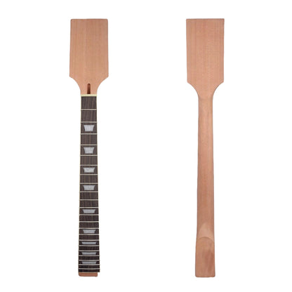 Yinfente DIY Guitar Neck Mahogany 22 frets 24.75 inch Rosewood Fretboard Trapezoid Inlay paddle headstock Set-in