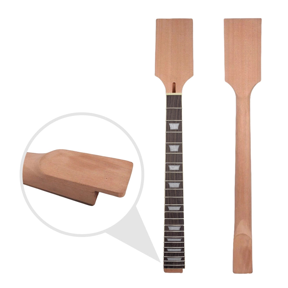 Yinfente DIY Guitar Neck Mahogany 22 frets 24.75 inch Rosewood Fretboard Trapezoid Inlay paddle headstock Set-in
