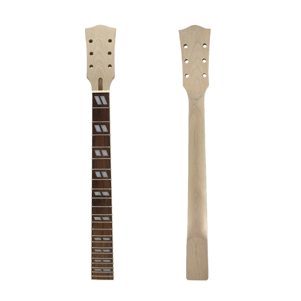 Yinfente New Guitar Neck 22 Fret 24.75 Inch Maple Rosewood Fretboard Bolt on with binding for Unfinished DIY