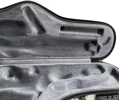 Saxophone Hard Case for Alto Sax with Adjustable Straps,Handle Composite Carbon Fiber Waterproof Silver
