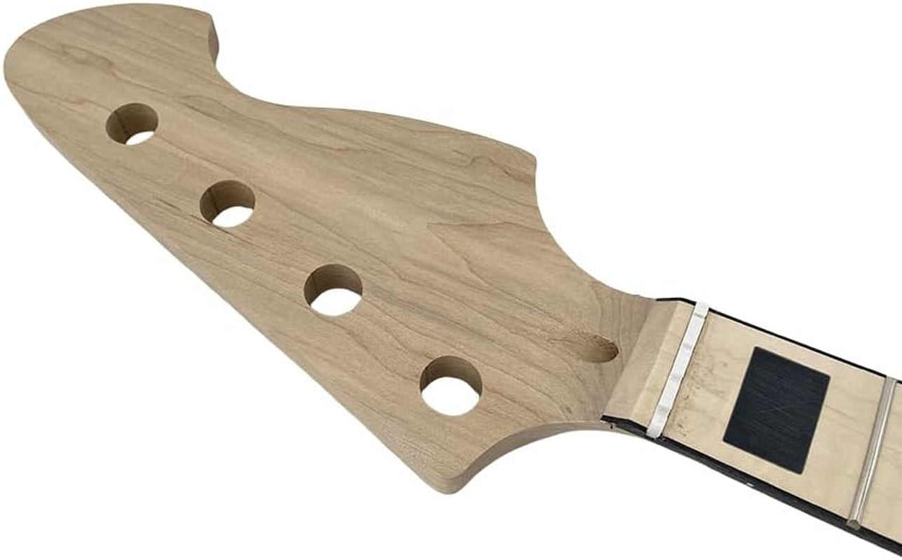 Bass Guitar Neck 22Fret 34Inch Maple Guitar Fretboard Block Inlay DIY Guitar Block Inlay (Maple Fretboard)
