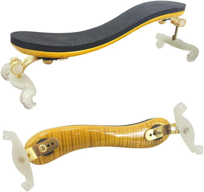 Flame Maple Violin Shoulder Rest 4/4 Full Size 3/4 Size Adjustable Height Width and Collapsible Feet Violin Part (Yellow)