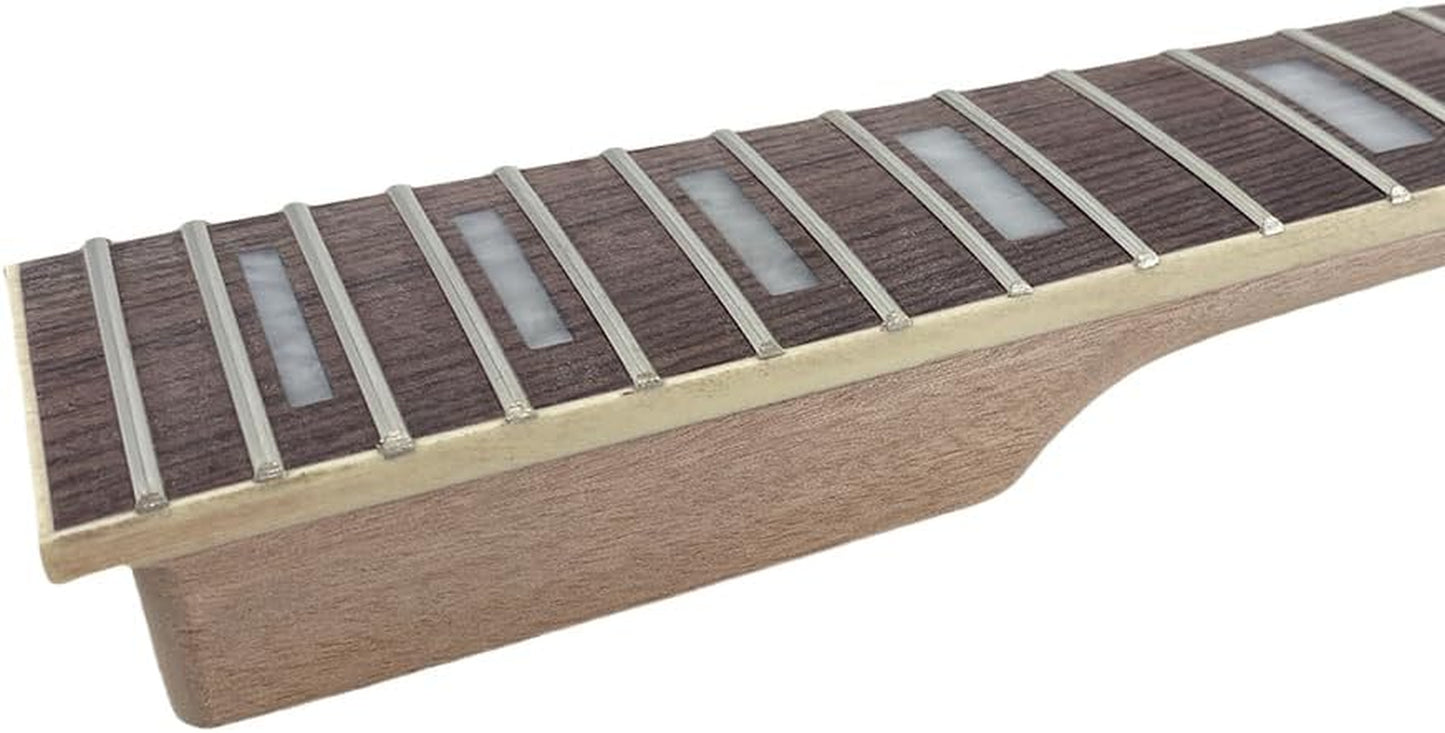 Electric Guitar Neck 22 Fret 25.5Inch Guitar Replacement Mahogany Rosewood Fretboard Block Inlay for DIY Guitar Necks