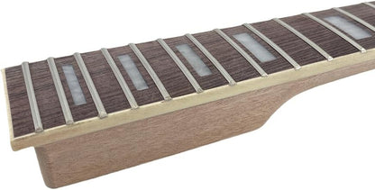 Electric Guitar Neck 22 Fret 25.5Inch Guitar Replacement Mahogany Rosewood Fretboard Block Inlay for DIY Guitar Necks