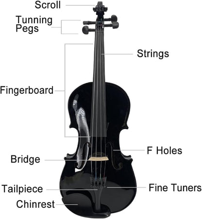 Acoustic Electric Violin 4/4 Full Size Violin Profesional 4 String Maple Spruce for Student,Violin for Beginners with Case,Brazilwood Bow,Cable,Cleaning Cloth,Rosin