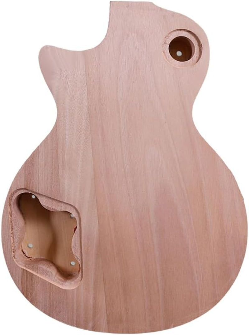Electric Guitar Body Unfinished Mahogany +Maple Top +Flame Maple Veneer Set in DIY Guitar Body Blank HH Hamburger Pickup