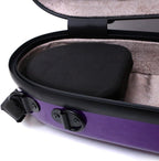 Carbon Fiber Violin Case 4/4 Full Size Hard Shell Triangle Violin Box Backstrap External Storage Bag,Hygrometer,Two Bow Holders (Purple)