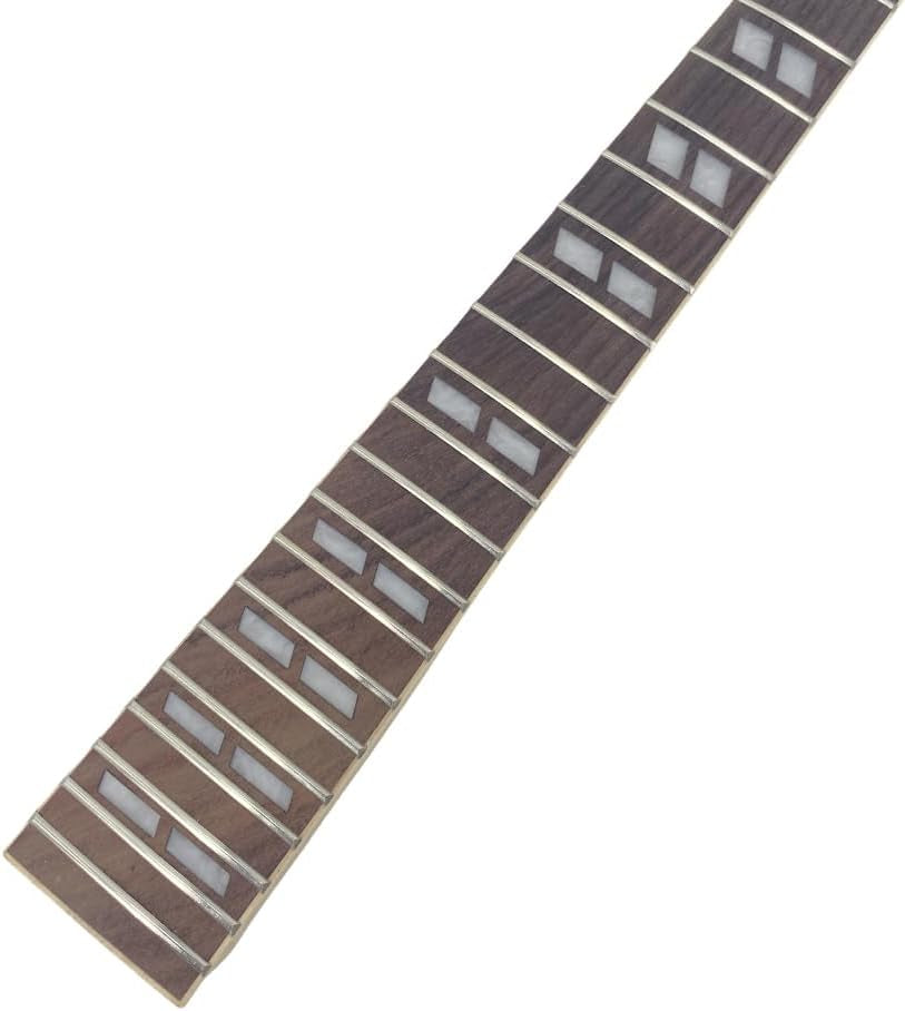 Electric Guitar Neck 22 Fret 24.75 Inch Maple Rosewood Fretboard Diamond Inlay Replacement Binding Head Stock Bolt on Heel