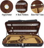 Oblong Wooden Double Full Size Violin Case Viola Case for 15-16.5Inch with Adjustable Backstrap Four Bow Holders Thinck Padding