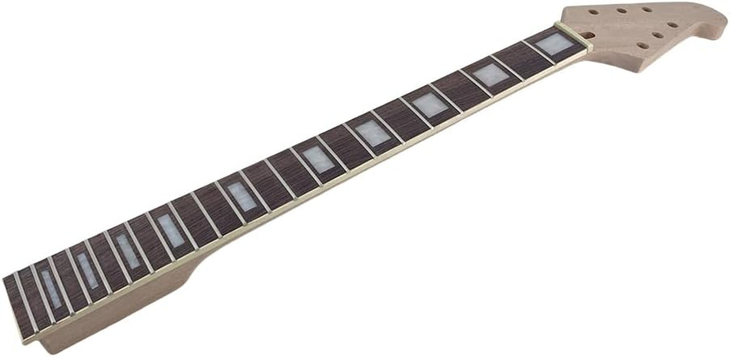 Electric Guitar Neck 22 Fret 25.5Inch Guitar Replacement Mahogany Rosewood Fretboard Block Inlay for DIY Guitar Necks