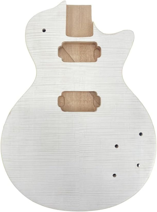 Electric Guitar Body Unfinished Mahogany +Maple Top +Flame Maple Veneer Bolt on DIY Guitar Body Blank HH Hamburger Pickup